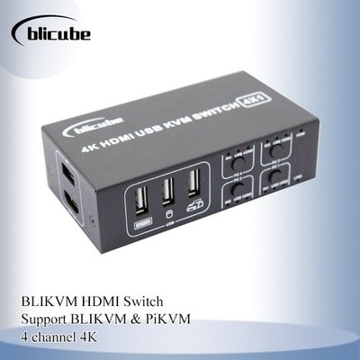 4K HDMI Switch 4 Port Switcher 4 In 1 Out USB KVM Display Support PiKVM/BLIKVM