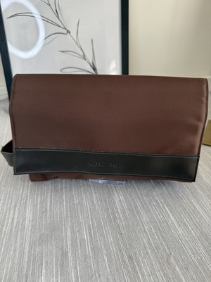 Calvin Klein Mens Dopp Kit Travel Cosmetic Toiletry Bag Case Brown