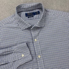 Polo Ralph Lauren Performance Button Down Shirt Mens Large Blue Check Preppy