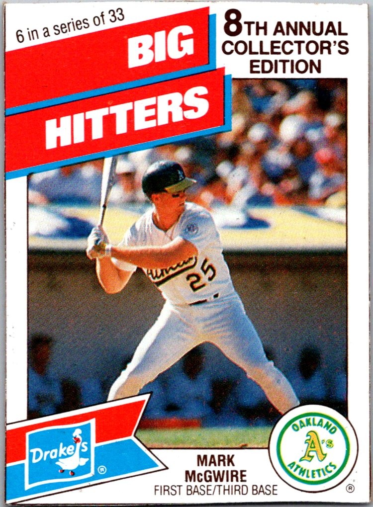 Mark McGwire 1988 Drake's Big Hitters / Super Pitchers #6 Oakland Athletics