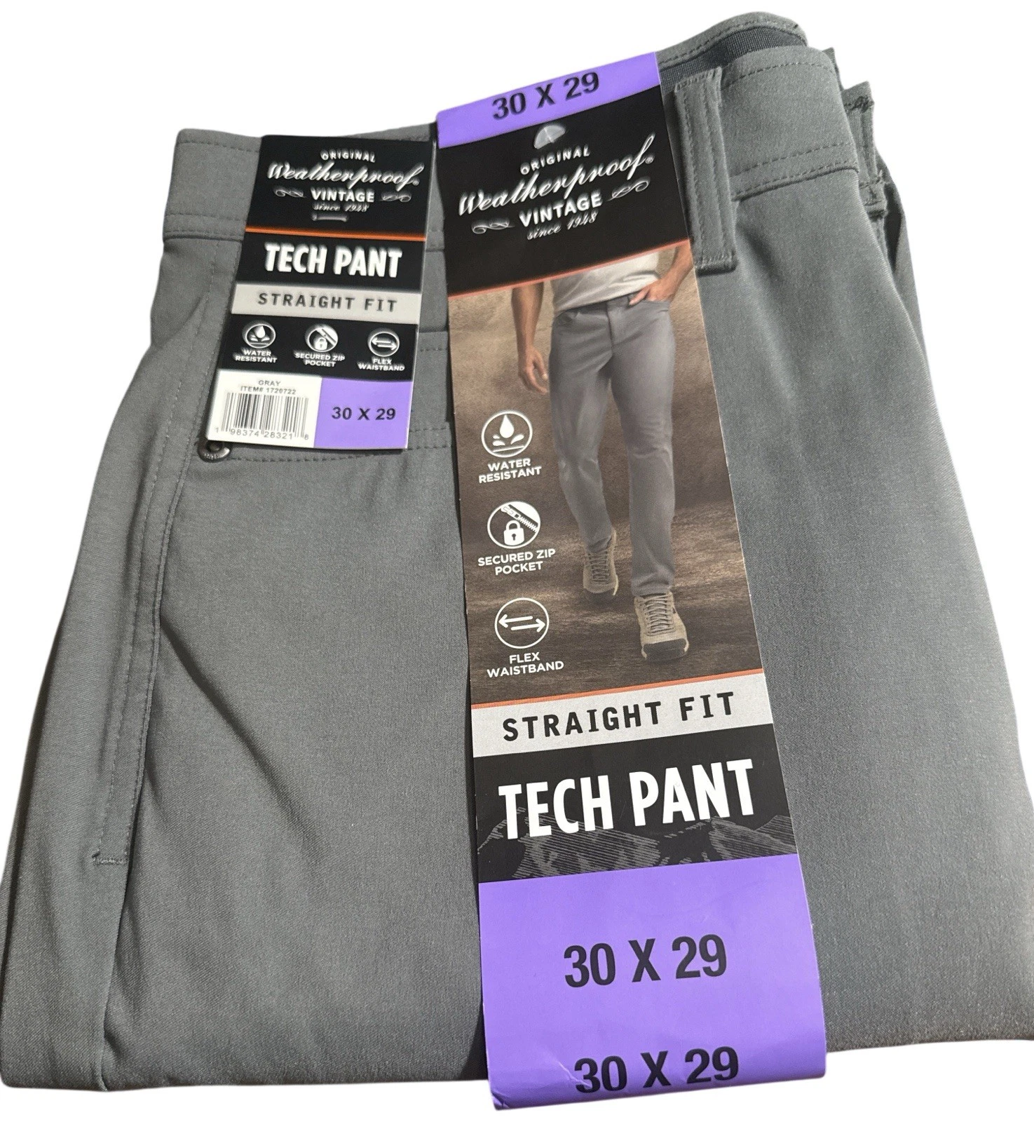Weatherproof Vintage Men’s Tech Pant Straight Fit Gray 30X29 NWT