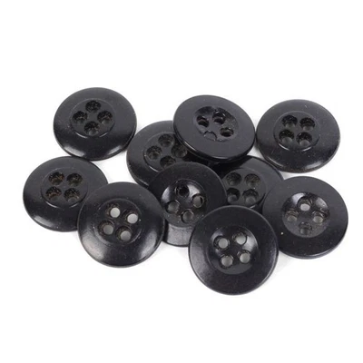Lot Boutons Vintage 16 mm 4 Trous Noirs - Repro Couture Accessoire Classique - Photo 1/4