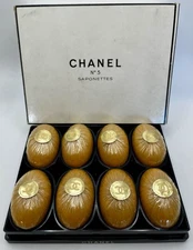 Set 8 Chanel No 5 Saponettes 1 oz x8 Egg Shaped Guest Soap Travel Bars VTG RARE