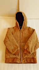 Carhartt Canvas Brown Quilted Insulated Hooded Jacket 10-12 Youth Size