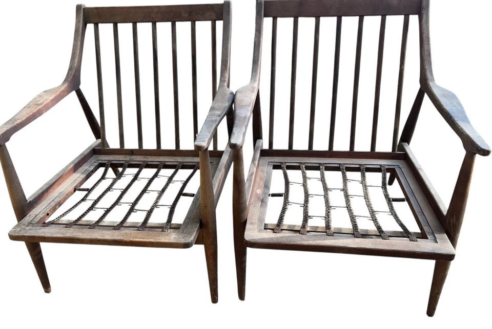 2x Cadeiras Antigas Modernas Dinamarquesas de Meados do Século para Restauração LEIA PARA ENTREGA - Imagem 2 de 4