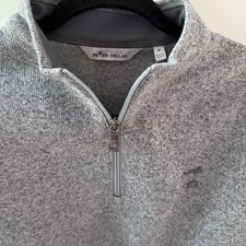 NEW PETER MILLAR Melange 1/4 Zip Fleece Mens  Medium Pullover Grey Golf