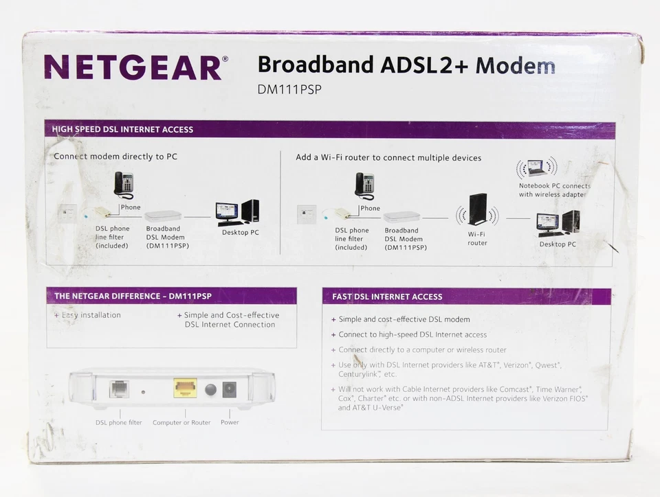 Netgear Broadband High-Speed ADSL2+ Internet Access DSL Modem (DM111PSP-100NAS) - Image 3 of 4