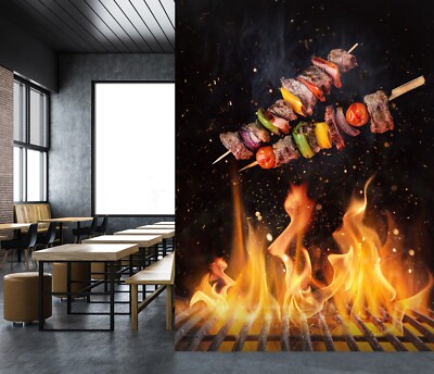 3D Flamme Grill BBQ C6159 Geschäft Tapete Wandbild Fototapete Handel Ann