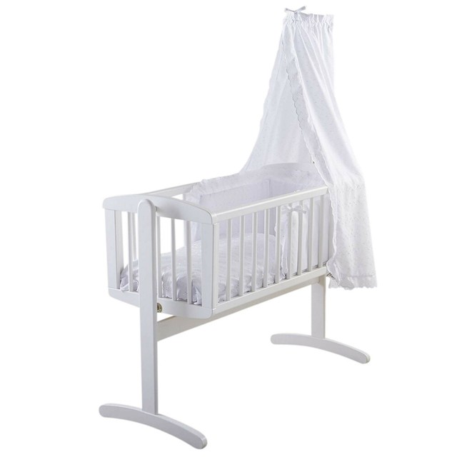 white rocking crib