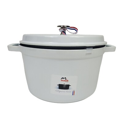 Staub Cast Iron White 5-qt Tall Cocotte, Made in France 24cm NWOB