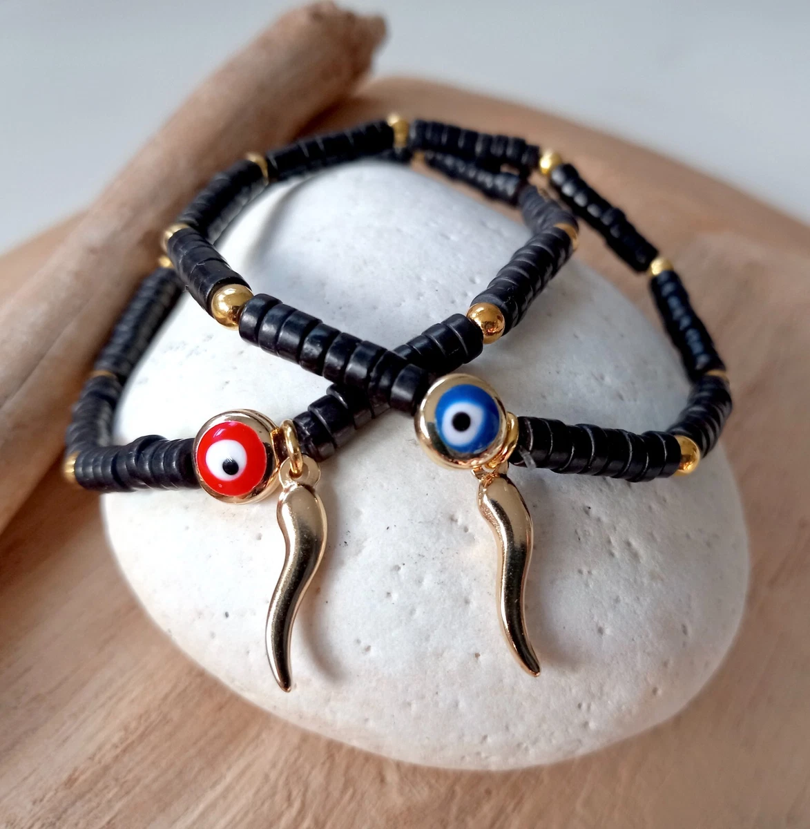 Mini Bead Bracelet & Evil Eye - 14k Gold Fill