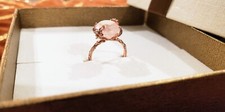 Unique Handcrafted Pink Moonstone Ring with Tiny Diamonds