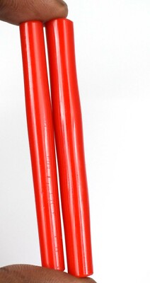 Zylindrische Form Rote Koralle Edelstein Paar 100 CT Natürlich Certified GH689