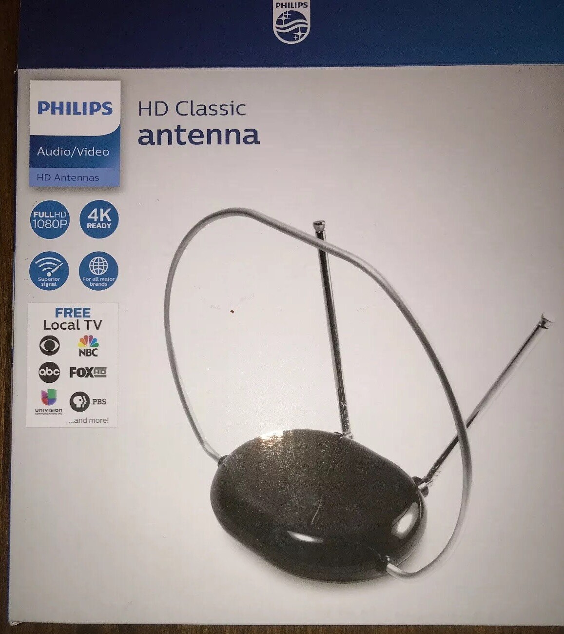 Philips SDV8201B/27 HD Traditional Passive TV Antenna Sleek Indoor