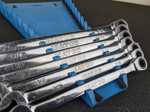 #bj710 Matco Tools 7GRCXL SAE XL Long Combination Wrench Set - Picture 3 of 15
