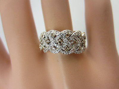 14 Karat Gelbgold 0,58 Karat Cognac Diamant Ring Ehering breit