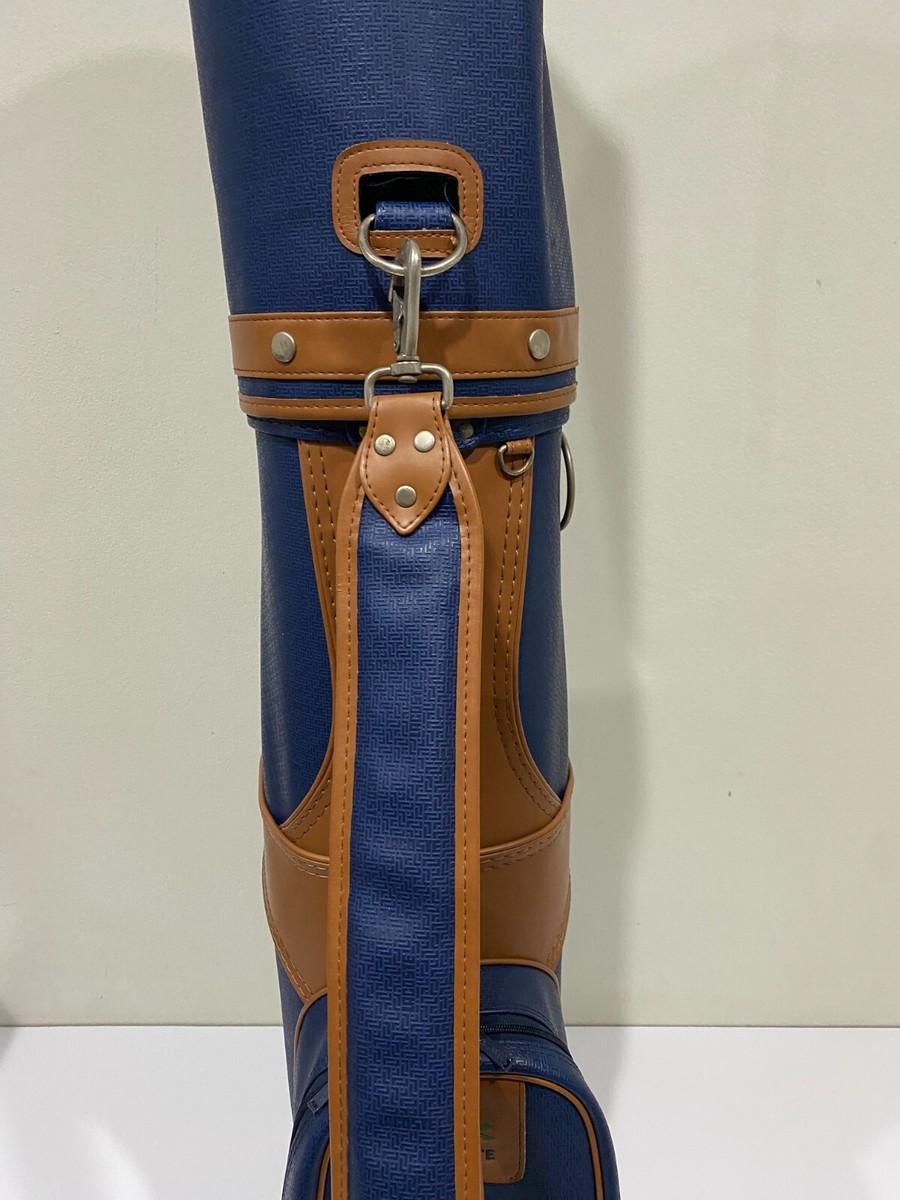 LTD ED Vintage Lacoste Navy Blue Caddy Golf Bag with Brown