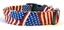 Antiqued American Flags Custom Handmade Dog Collar