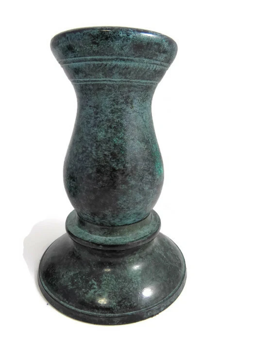 Par de castiçais de metal verde Verdigris 1 pilar mais 1 cônico tealight votivo - Imagem 2 de 4