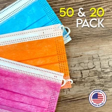 3 Layers Breathable Disposable Face Mask 10, 20 & 50 Pack - Made in USA 
