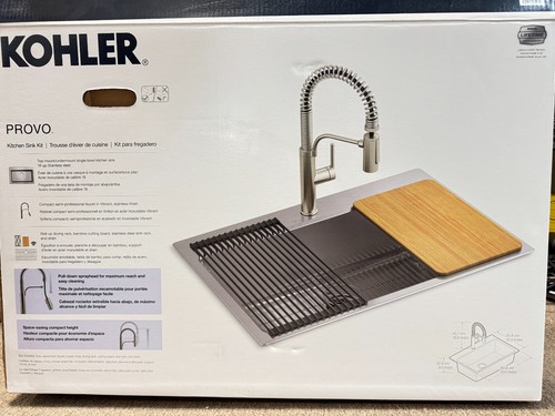 Kohler Provo 33" Dual Mount Single-bowl Kitchen Sink Kit 35963-1PC-NA Stainless - Picture 8 of 8