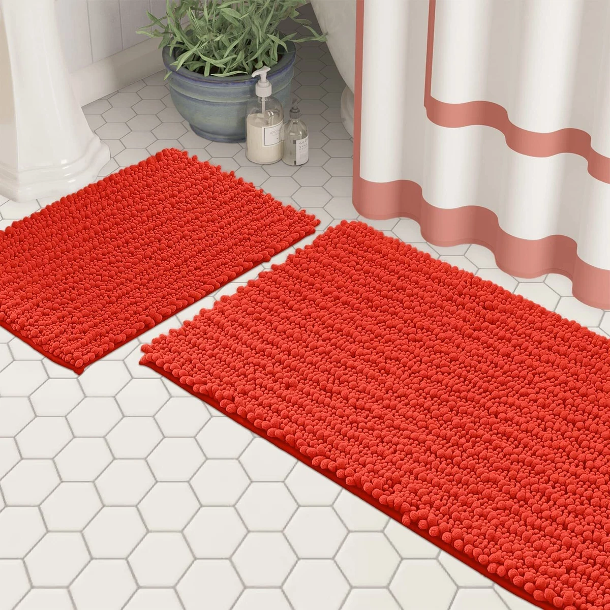Zebrux Non Slip Thick Shaggy Chenille Bathroom Rugs, Bath Mats for Bathroom  Extr | eBay