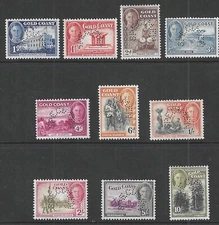 Gold Coast, Stanley Gibbons #136-146 (except 139) Perfin Specimen