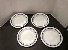 Dansk Christianhavn Blue Bistro Rim Soup Bowls - Set Of 4 Pasta Ice Cream Bowl