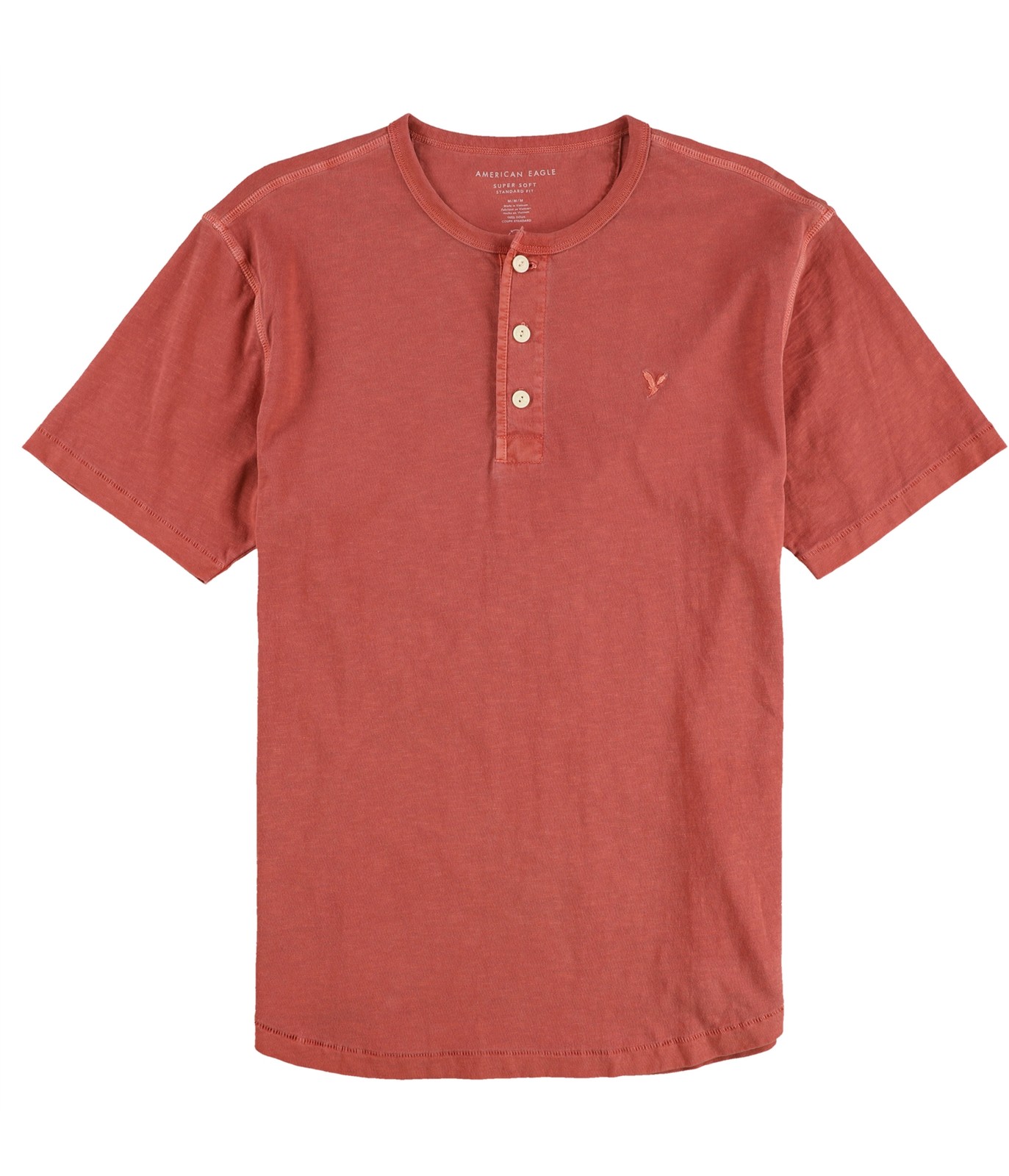 Мужская рубашка American Eagle Henley с коротким рукавом Красный Средний 4590₽