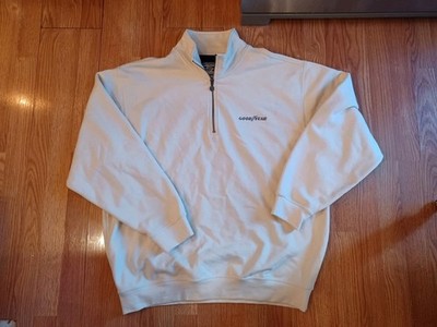 GOODYEAR 1/4 Zip Fleece Mens XL khaki / tan/ Off White destinations, quarter zip