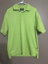Straight Down Performance Polo Shirt Men  s Large Lime Green Textured Golf Casual