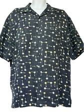 Reunion Resort Men's Size XL Silk Black Yellow Geometric Dot Print Camp Shirt