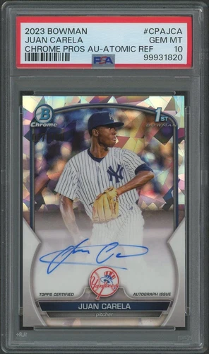 2023 Bowman Chrome Juan Carela Atomic Refractor Rookie Auto #017/100 PSA 10