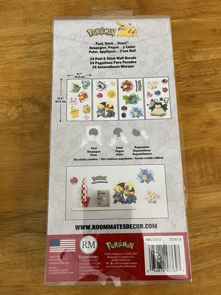 24 calcomanías adhesivas de pared RoomMates Pokemon Foto 2 de 2