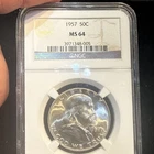 1957 Ben Franklin Half Dollar NGC MS64 90%  Silver