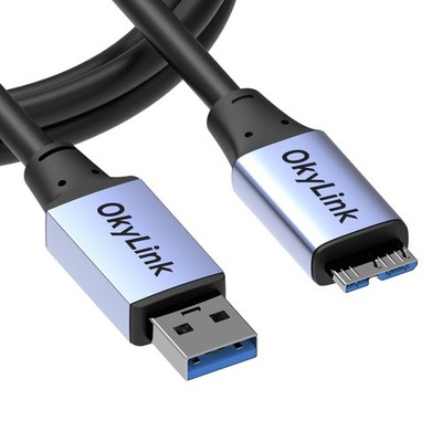 OkyLink USB 3.0 A to Micro-B Cable, Male Male, 5ft (1.5m), Gray USB3.0