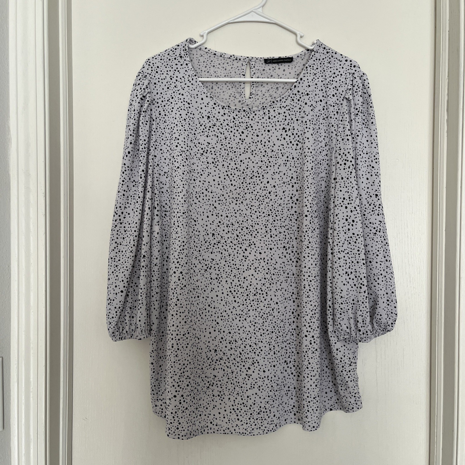 Adrianna Papell Women's Blouse Top Polka Dot, 3/4 Sleeve, Size 1X