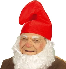 Red Gnome Hat – Adult Dwarf Costume Accessory – Curled Red Headwear for Fancy Dr