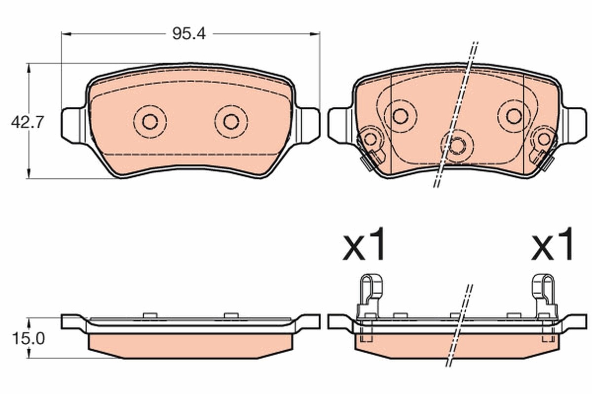 Rear TRW-OE GDB3585 Brake Pad Set, disc brake for KIA