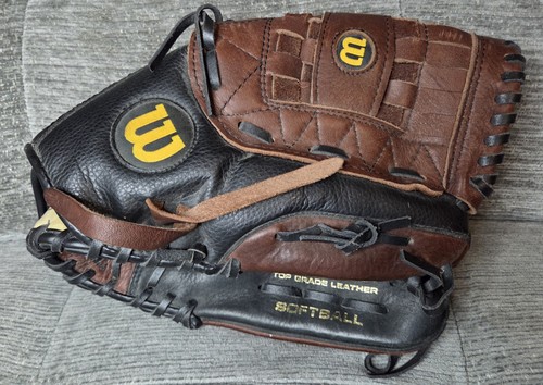 Wilson Elite A2477 13" Leather Softball Glove Right Hand Throw Brown & Black