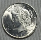 1922 P Peace Silver Dollar. Estimated Uncirculated Mint State 64.  A0976.