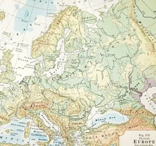 1920 Map Europe Physical Asia Minor Lowlands The Alps Baltic Scandinavia DWQ4