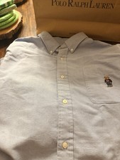 Polo by Ralph Lauren Light Blue Shirt with Bear Embroidery, Hard to find bear