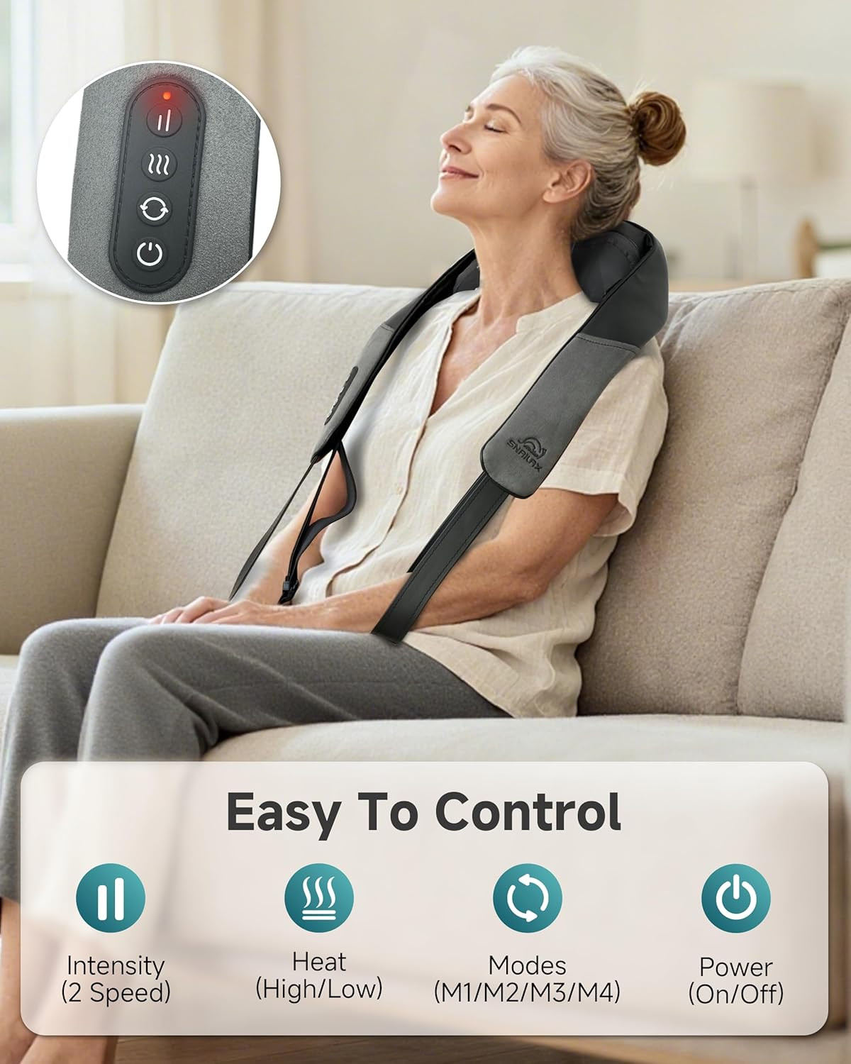 Shiatsu Neck Massager for Pain Relief Deep Tissue Cordless Kneading Shoulder Mas