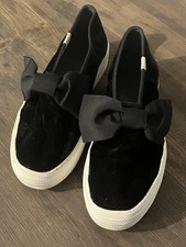 Keds x Kate Spade New York Triple Decker Black Velvet Bowtie Slip-on Sneakers