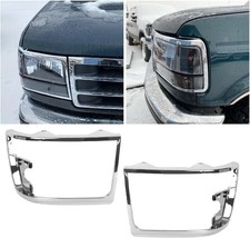 HECASA Headlight Chrome Trim Bezel Compatible with 1992-96 Ford Bronco, F150 Tru