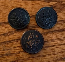 Lot of 3 WWI WW1 US Army Eagle Metal Coat Buttons 1-1/8 Myers City Works Scovill