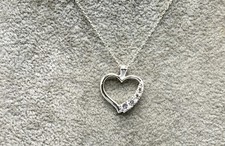 Sterling Silver, CZ Gemstones Open Heart Pendant Necklace