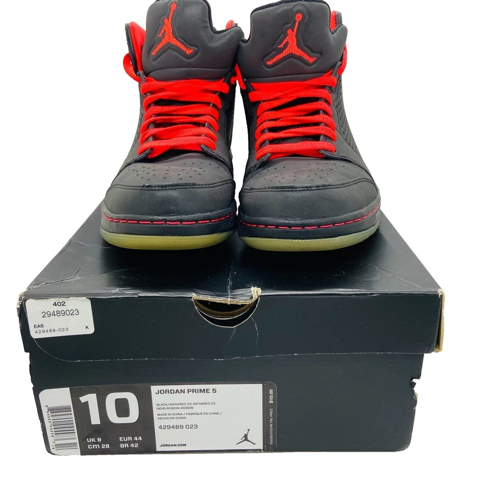 Nike Air Jordan Prime 5 Varsity Rojo Negro Infrarrojo Talla 10 Hombres 429489-023 Cesta Foto 2 de 4