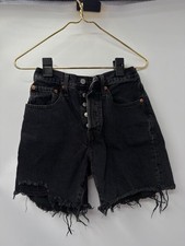 Levi's Premium 501 High Rise Cutoff Denim Shorts Washed Black Sz 26 Distressed